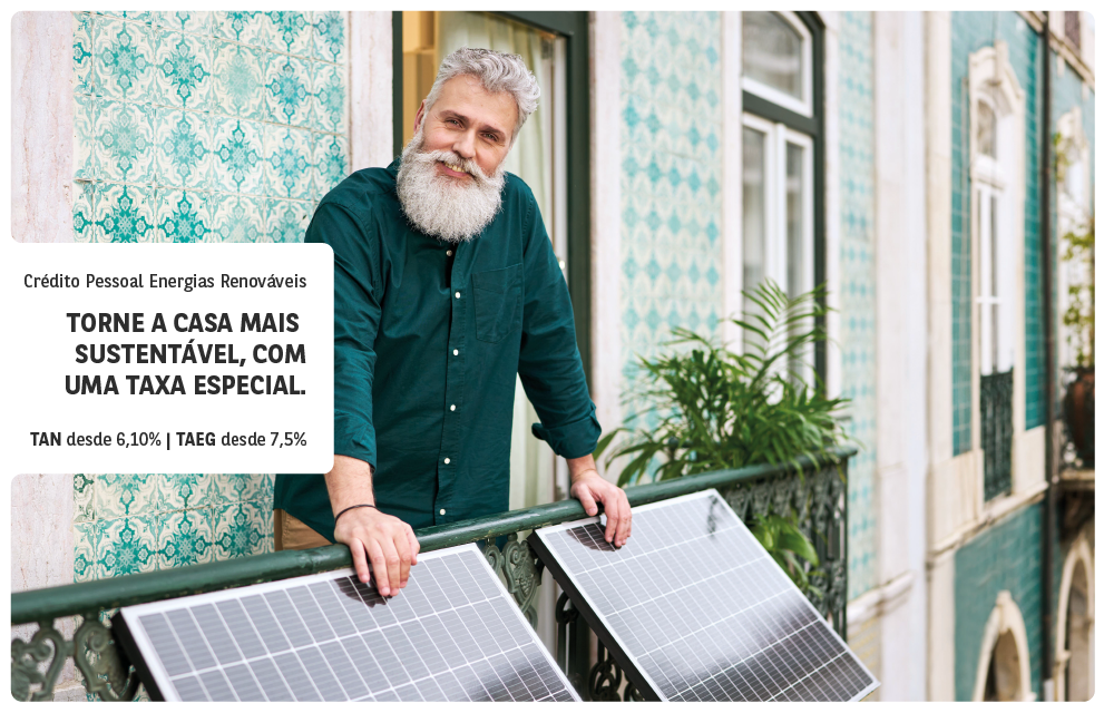 Crédito energias renováveis: imagem de paineis solares